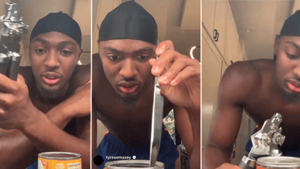 Tyrese Maxey asks for help on how to use a can opener on IG Live (IG: tyresemaxey)